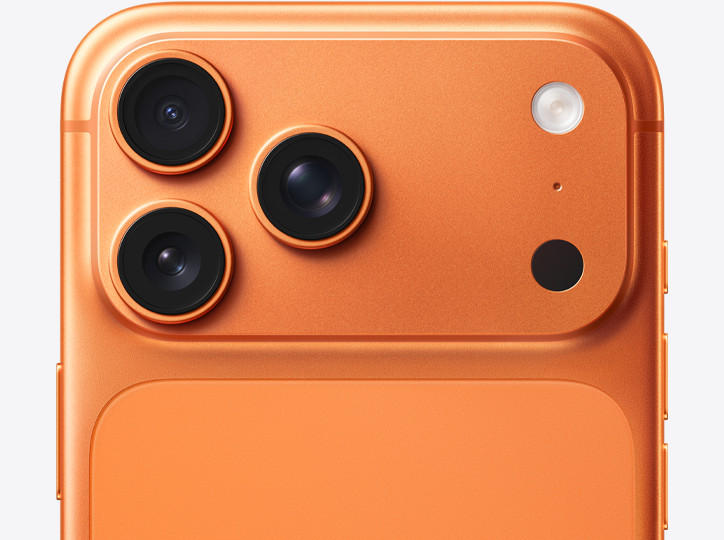 iPhone 17 Pro Max in Cosmic Orange, camera and back detail