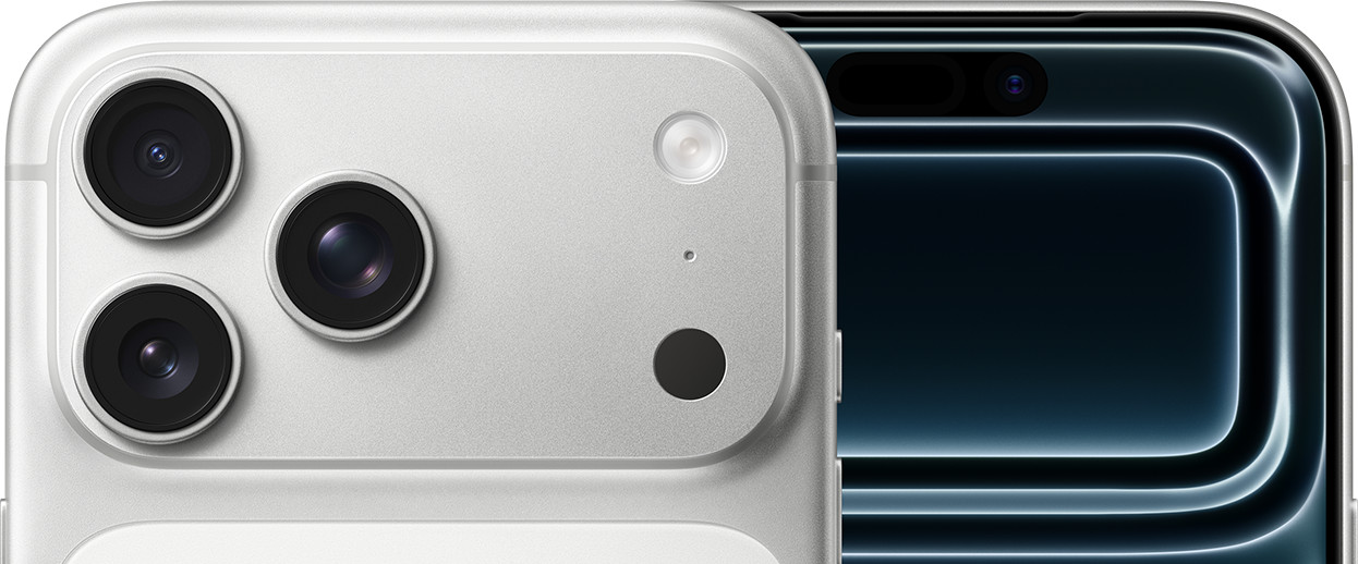 iPhone 17 Pro Max in Silver, alternate front and back view