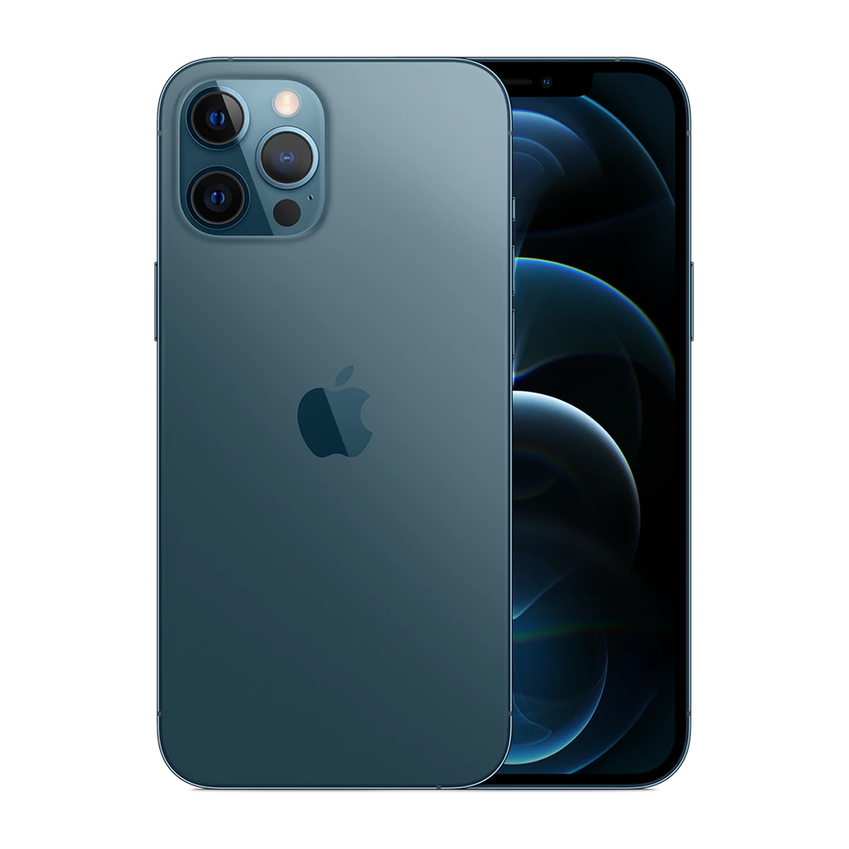 iPhone 12 Pro Max in Pacific Blue, exact-finish product view