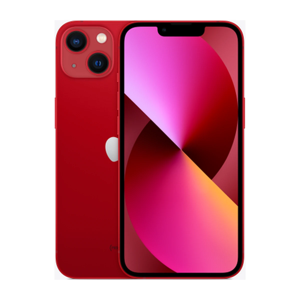 iPhone 13 in (PRODUCT)RED, exact-finish product view