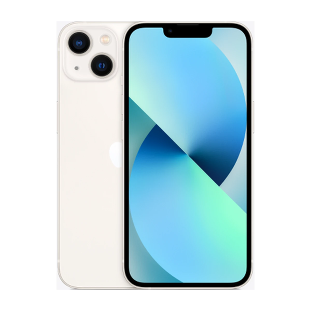 iPhone 13 in Starlight, exact-finish product view