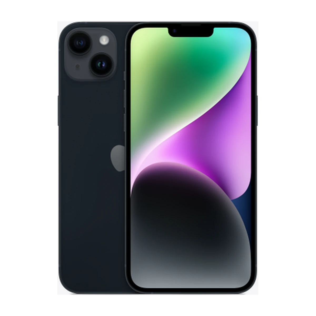 iPhone 14 Plus in Midnight, exact-finish product view