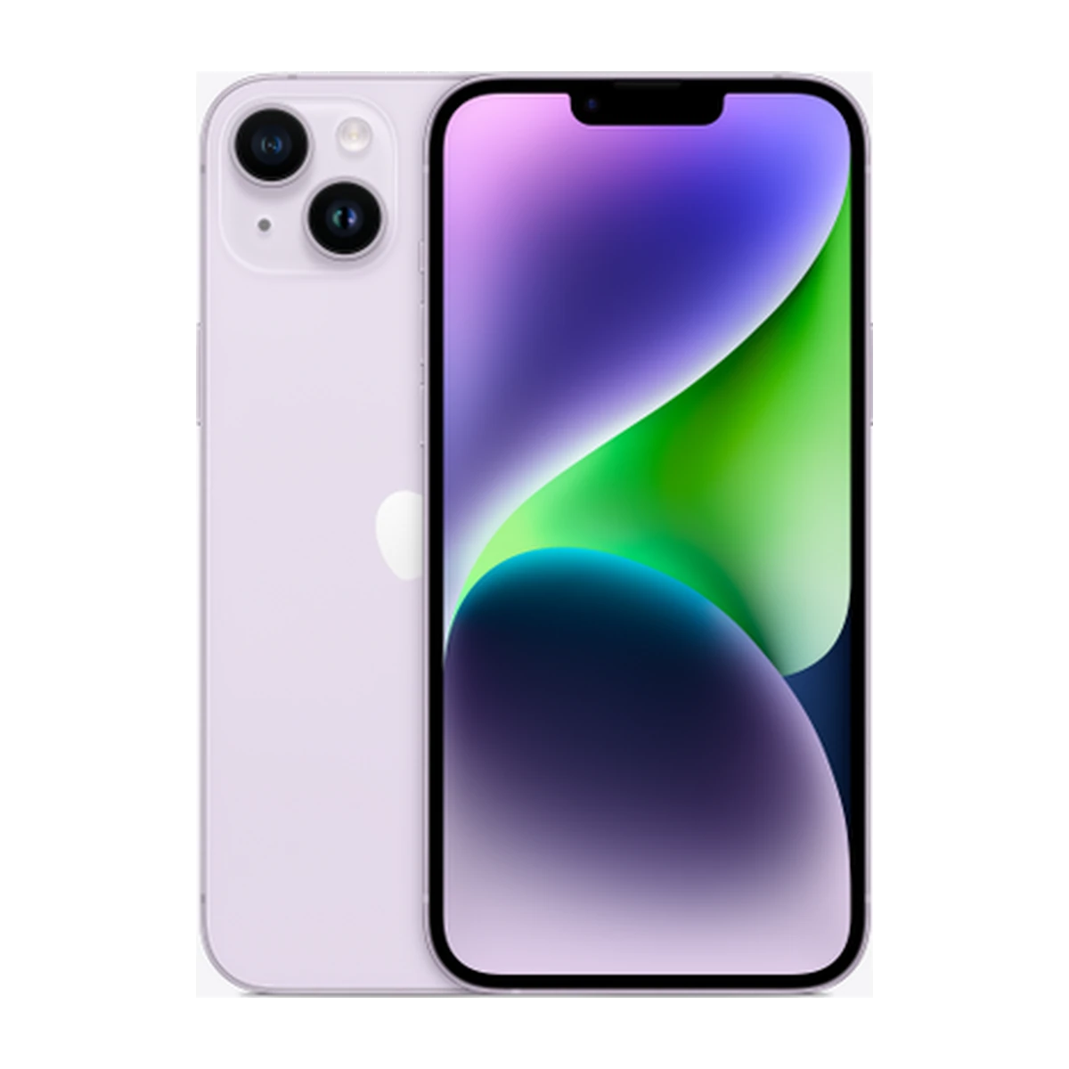 iPhone 14 Plus in Purple, exact-finish product view