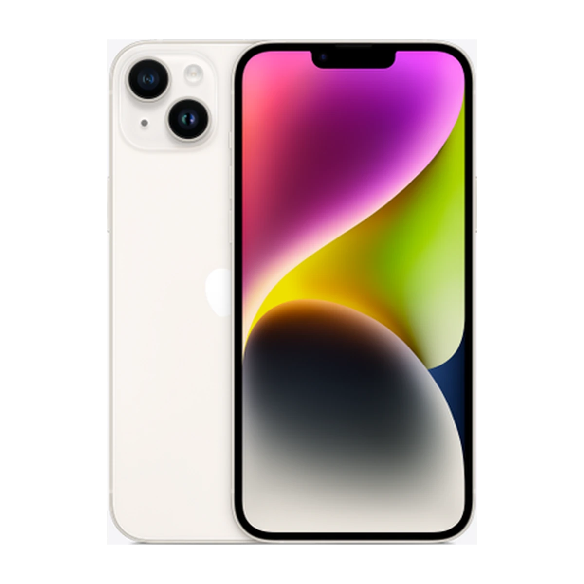 iPhone 14 Plus in Starlight, exact-finish product view