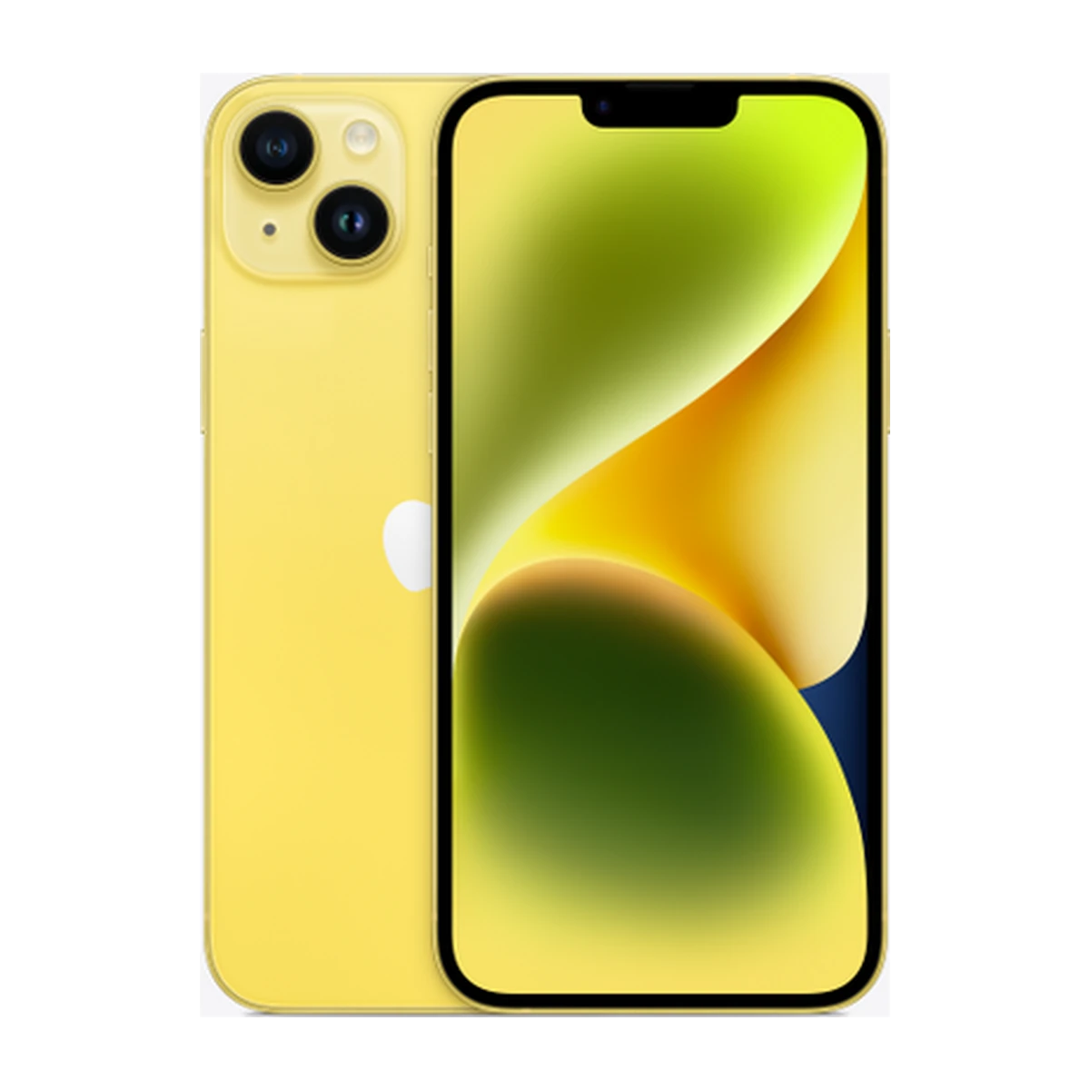 iPhone 14 Plus in Yellow, exact-finish product view