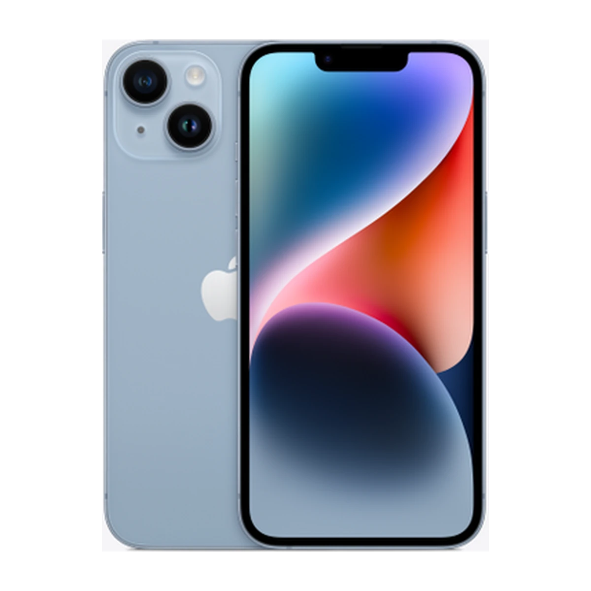 iPhone 14 in Blue, exact-finish product view