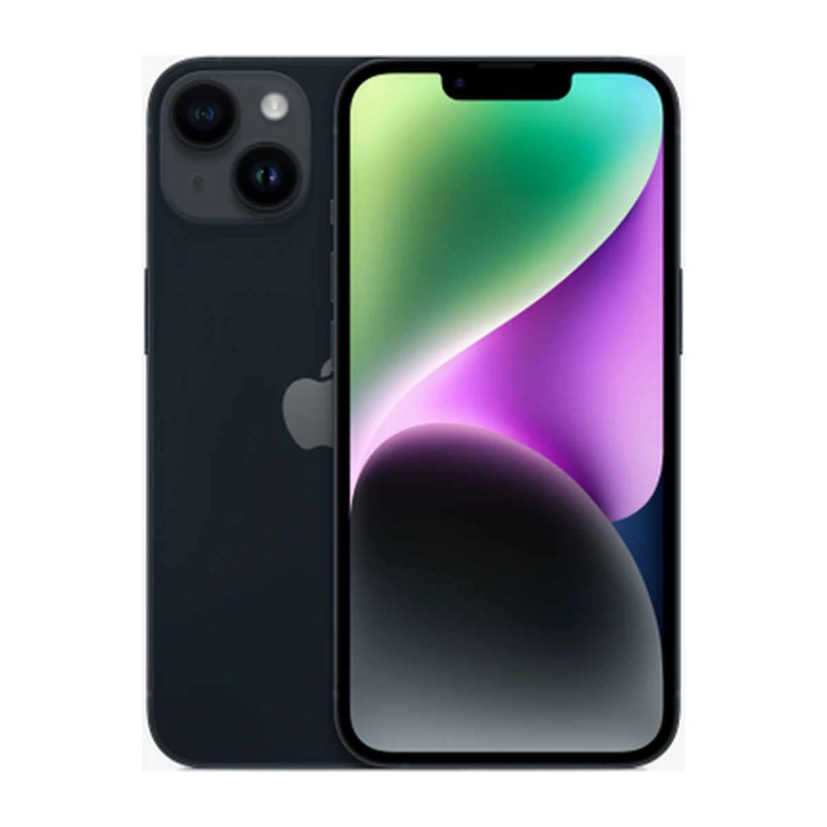 iPhone 14 in Midnight, exact-finish product view