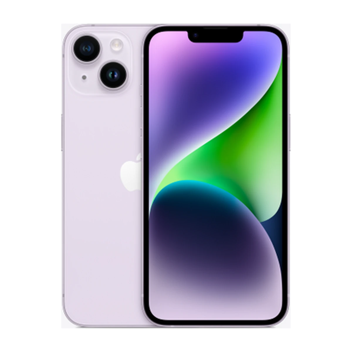 iPhone 14 in Purple, exact-finish product view