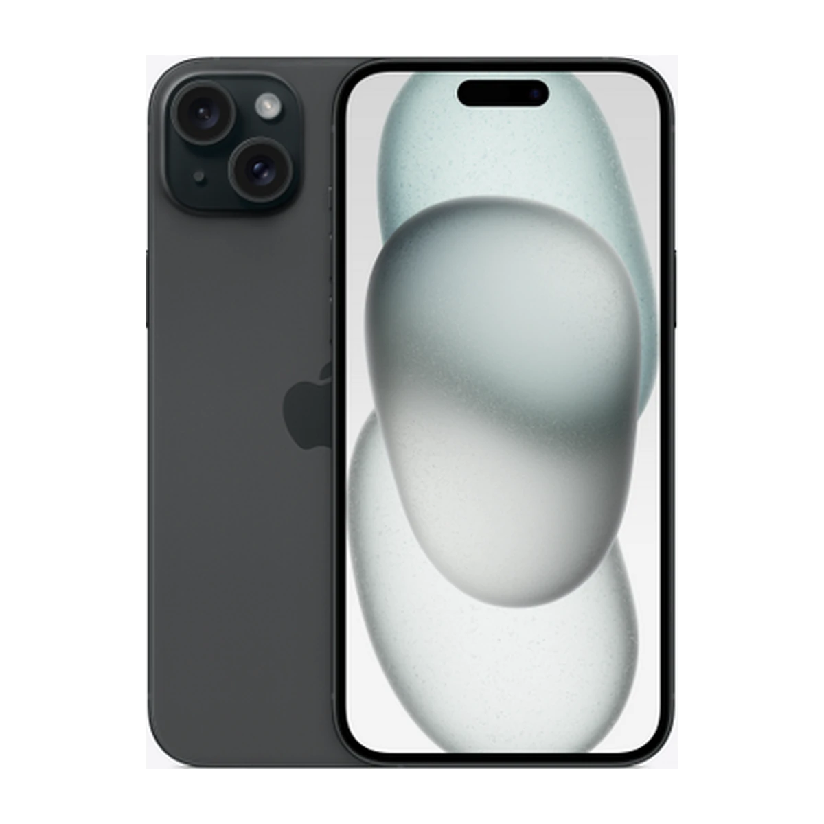 iPhone 15 Plus in Black, exact-finish product view