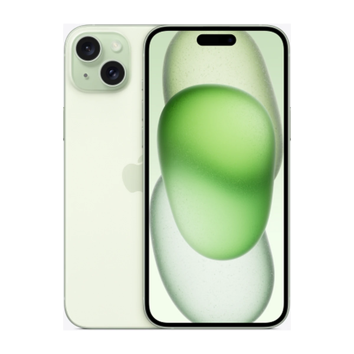 iPhone 15 Plus in Green, exact-finish product view