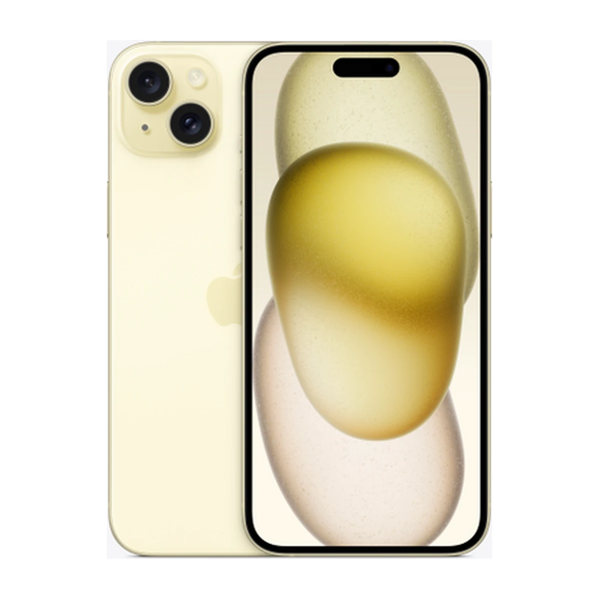 iPhone 15 Plus in Yellow, exact-finish product view