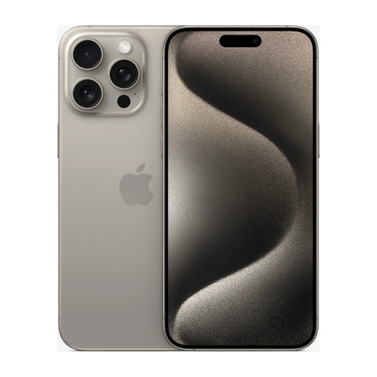 iPhone 15 Pro Max in Natural Titanium, exact-finish product view