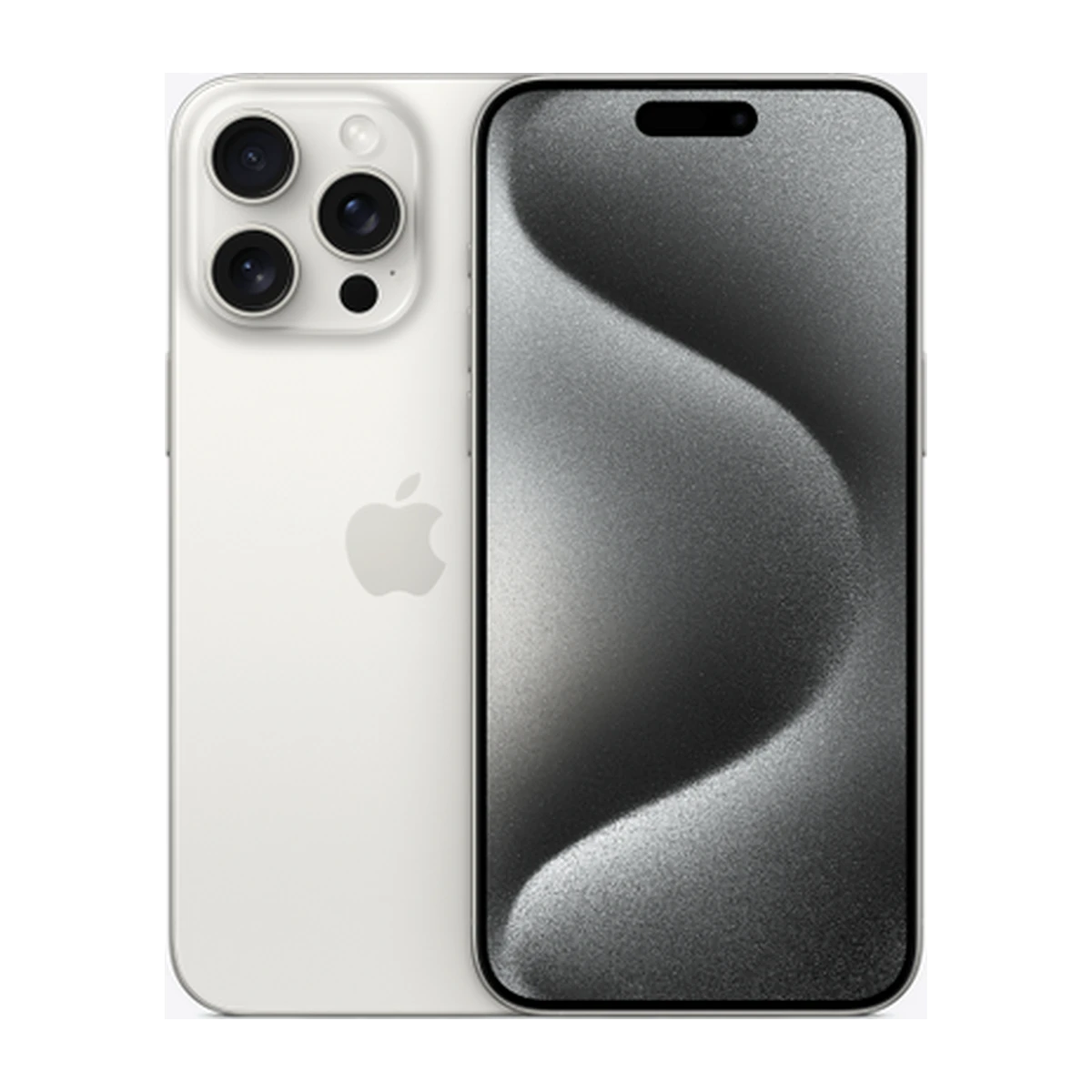iPhone 15 Pro Max in White Titanium, exact-finish product view