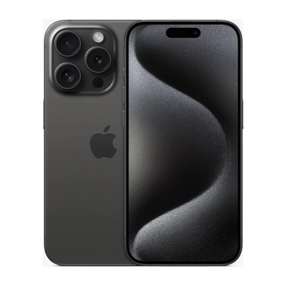 iPhone 15 Pro in Black Titanium, exact-finish product view