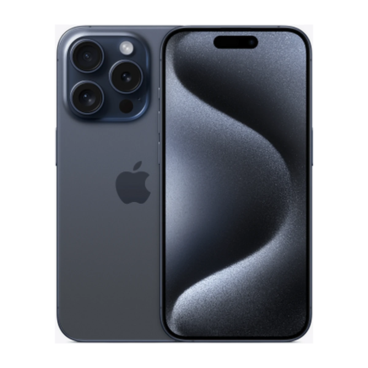 iPhone 15 Pro in Blue Titanium, exact-finish product view