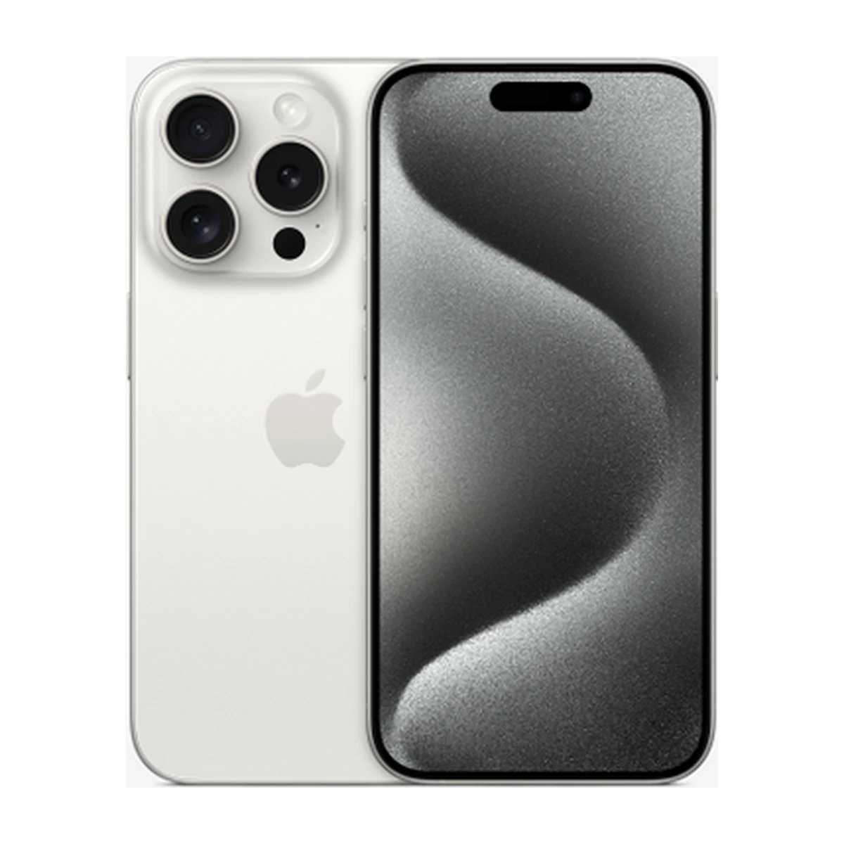 iPhone 15 Pro in White Titanium, exact-finish product view