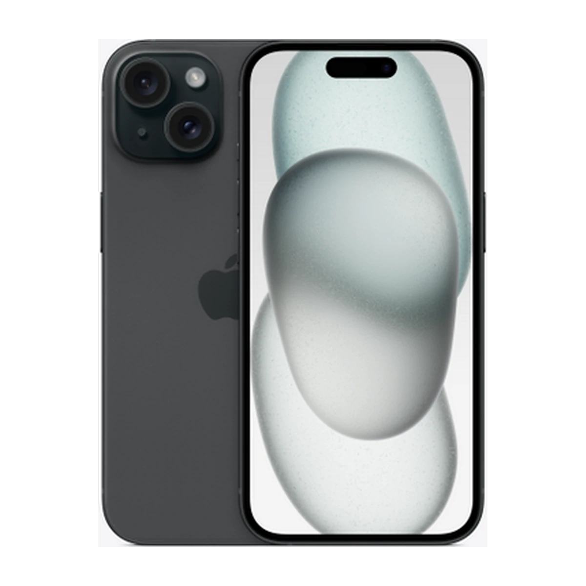iPhone 15 in Black, exact-finish product view