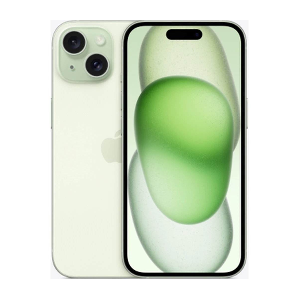 iPhone 15 in Green, exact-finish product view