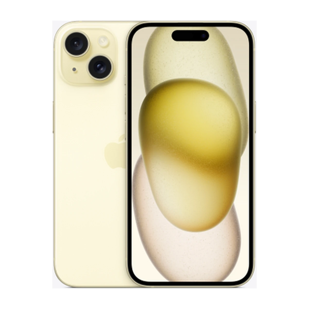 iPhone 15 in Yellow, exact-finish product view