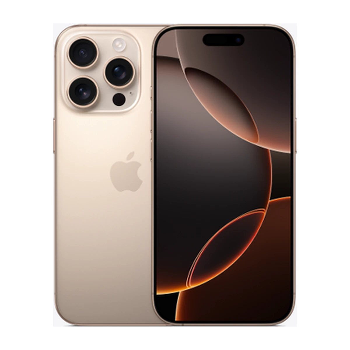 iPhone 16 Pro in Desert Titanium, exact-finish product view