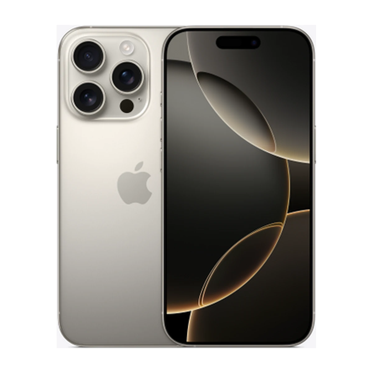 iPhone 16 Pro in Natural Titanium, exact-finish product view