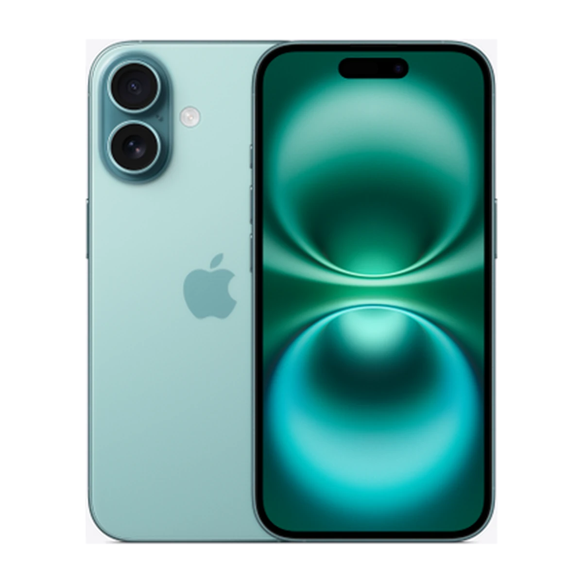 iPhone 16 in Teal, exact-finish product view