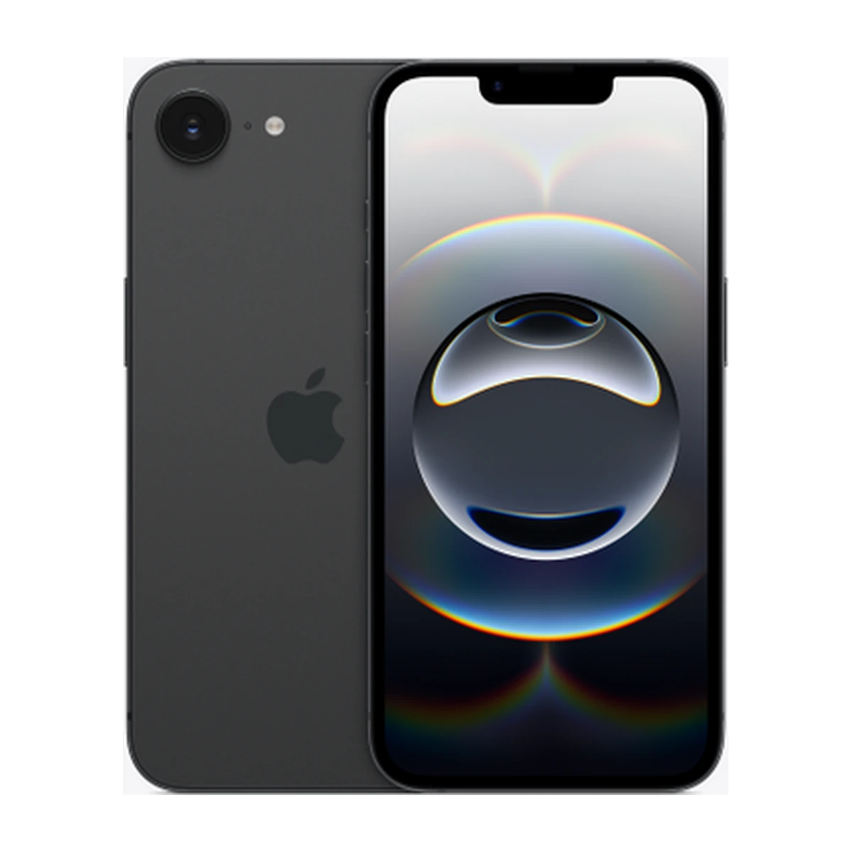 iPhone 16e in Black, exact-finish product view