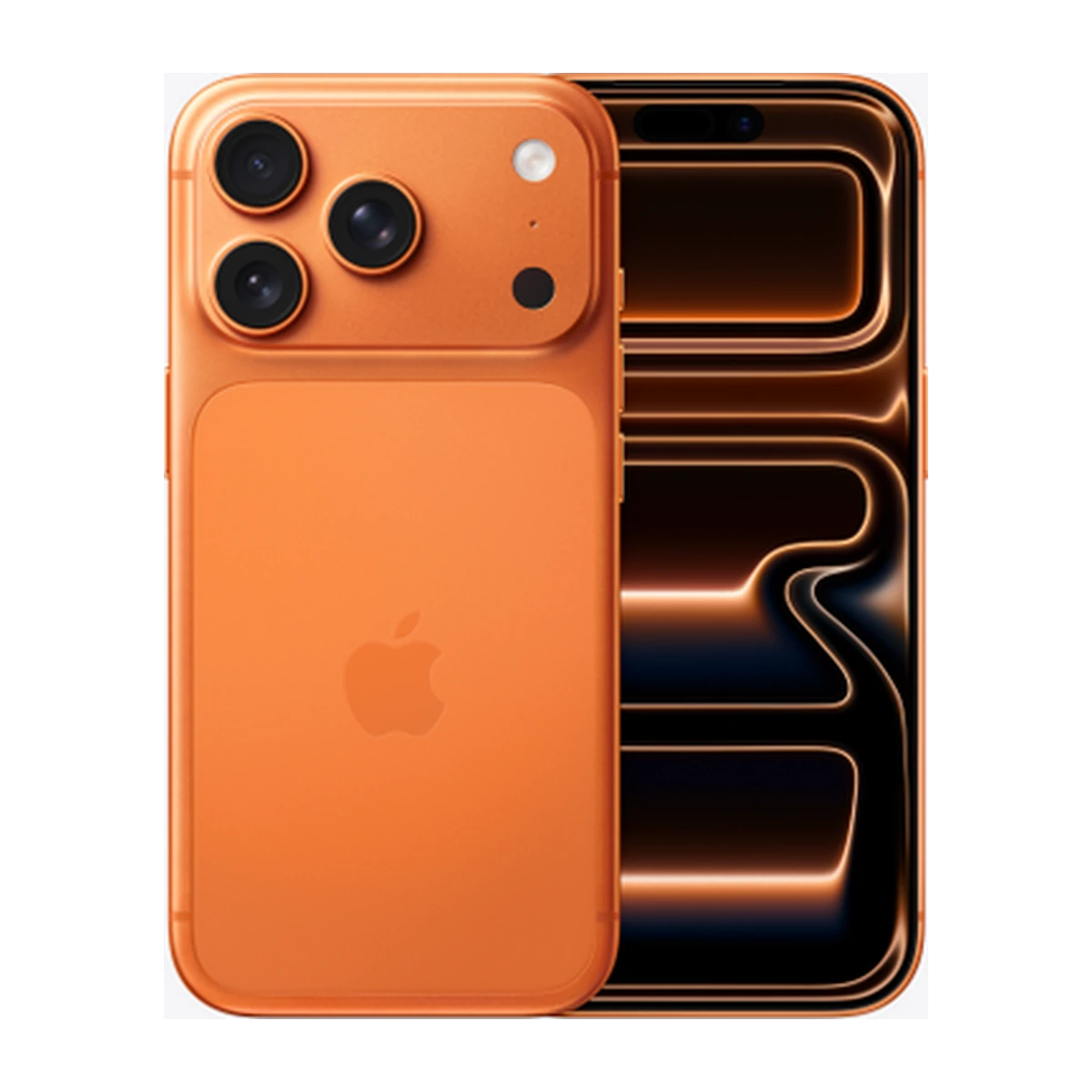 iPhone 17 Pro in Cosmic Orange, exact-finish product view