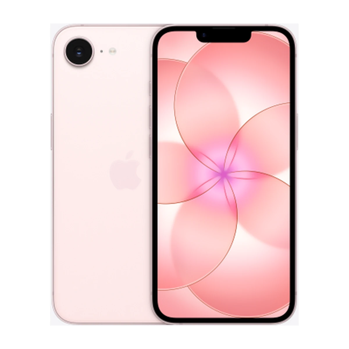 iPhone 17e in Soft Pink, exact-finish product view