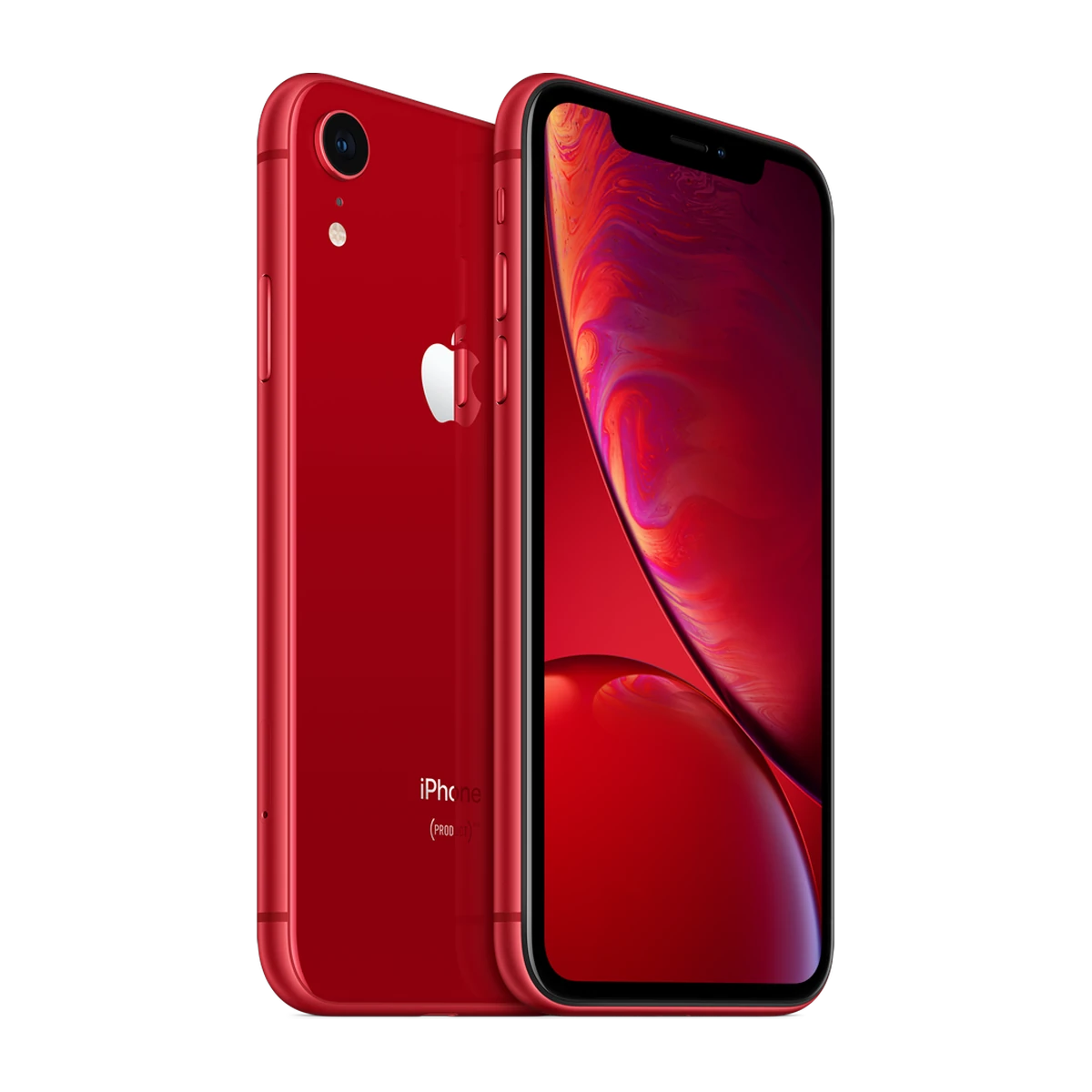 iPhone XR in (PRODUCT)RED, exact-finish product view