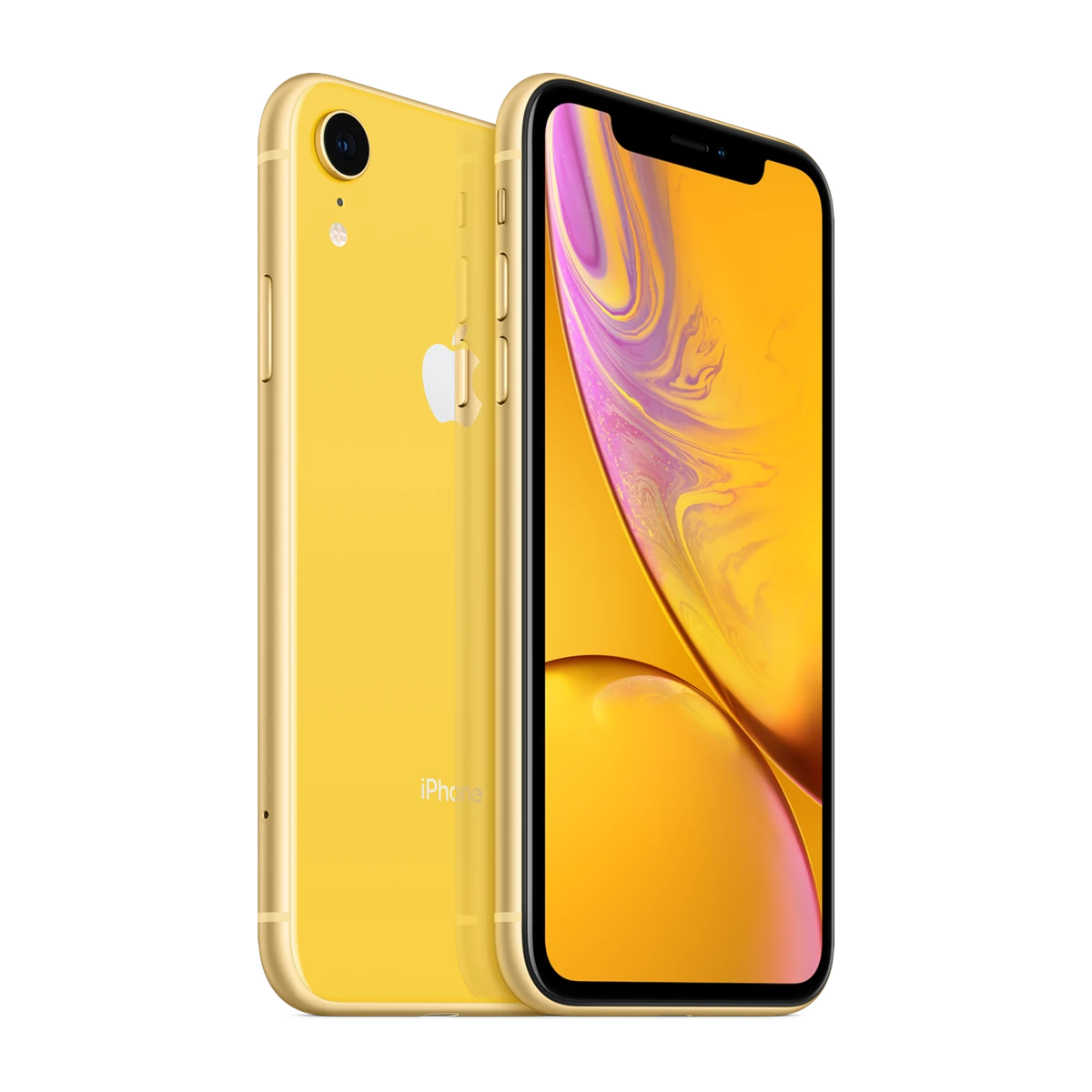 iPhone XR in Yellow, exact-finish product view
