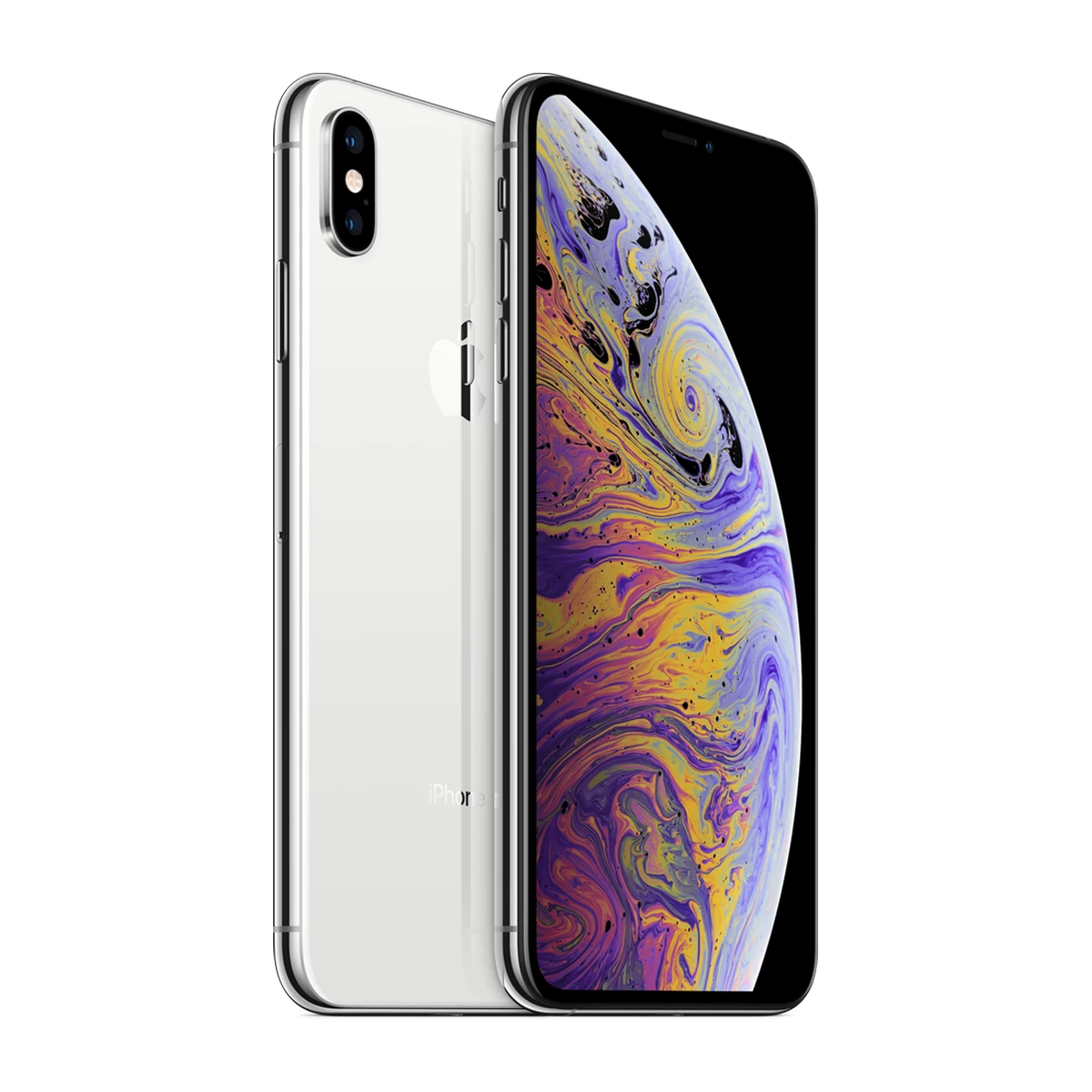 iPhone XS Max in Silver, exact-finish product view